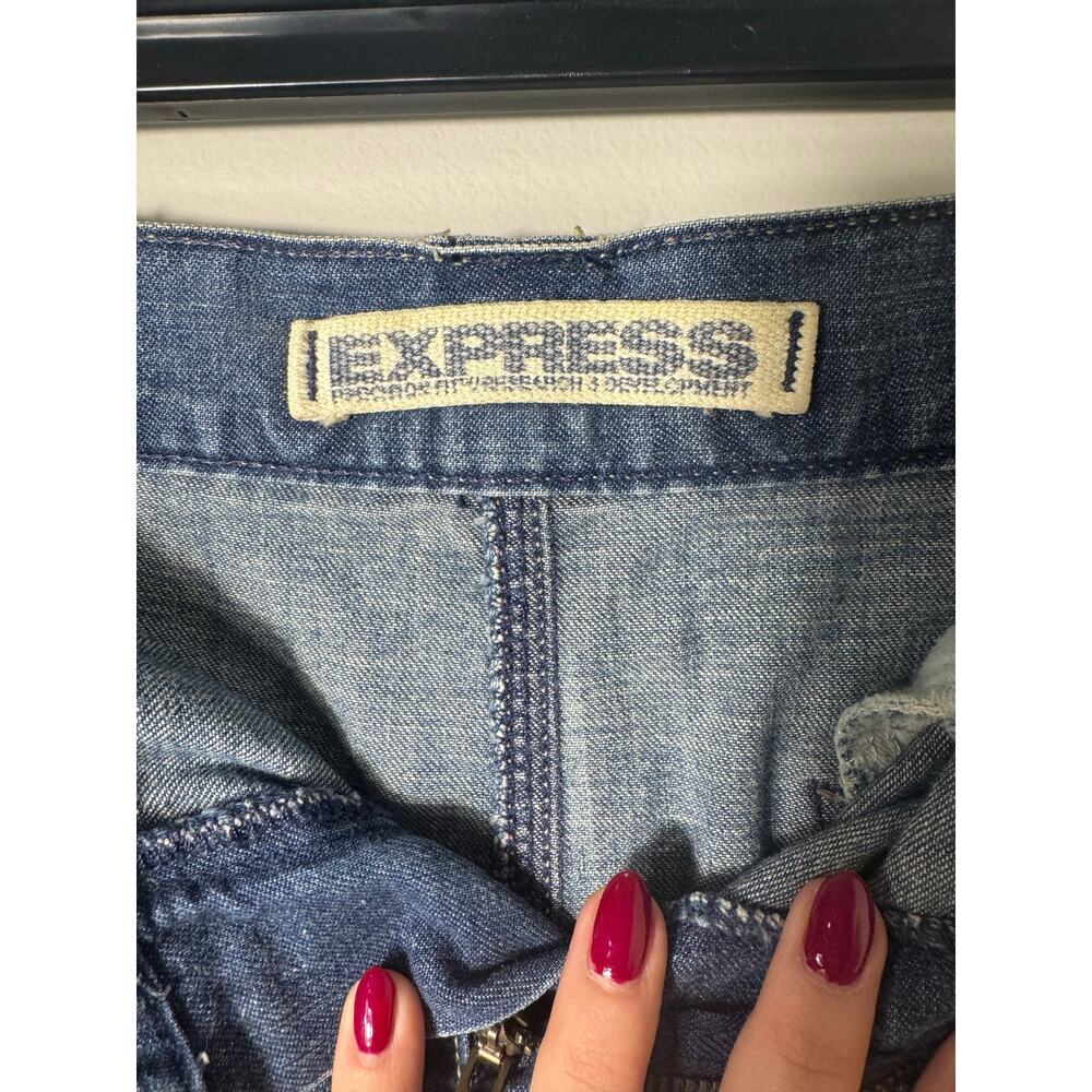 Vintage Y2K Express Mini Denim Cargo Jean Skirt Grunge Skater 8 - Picture 11 of 12